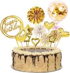 Cake Topper Decoration Set Acrylic Glitter Happy Birthday Cake Topper Confetti