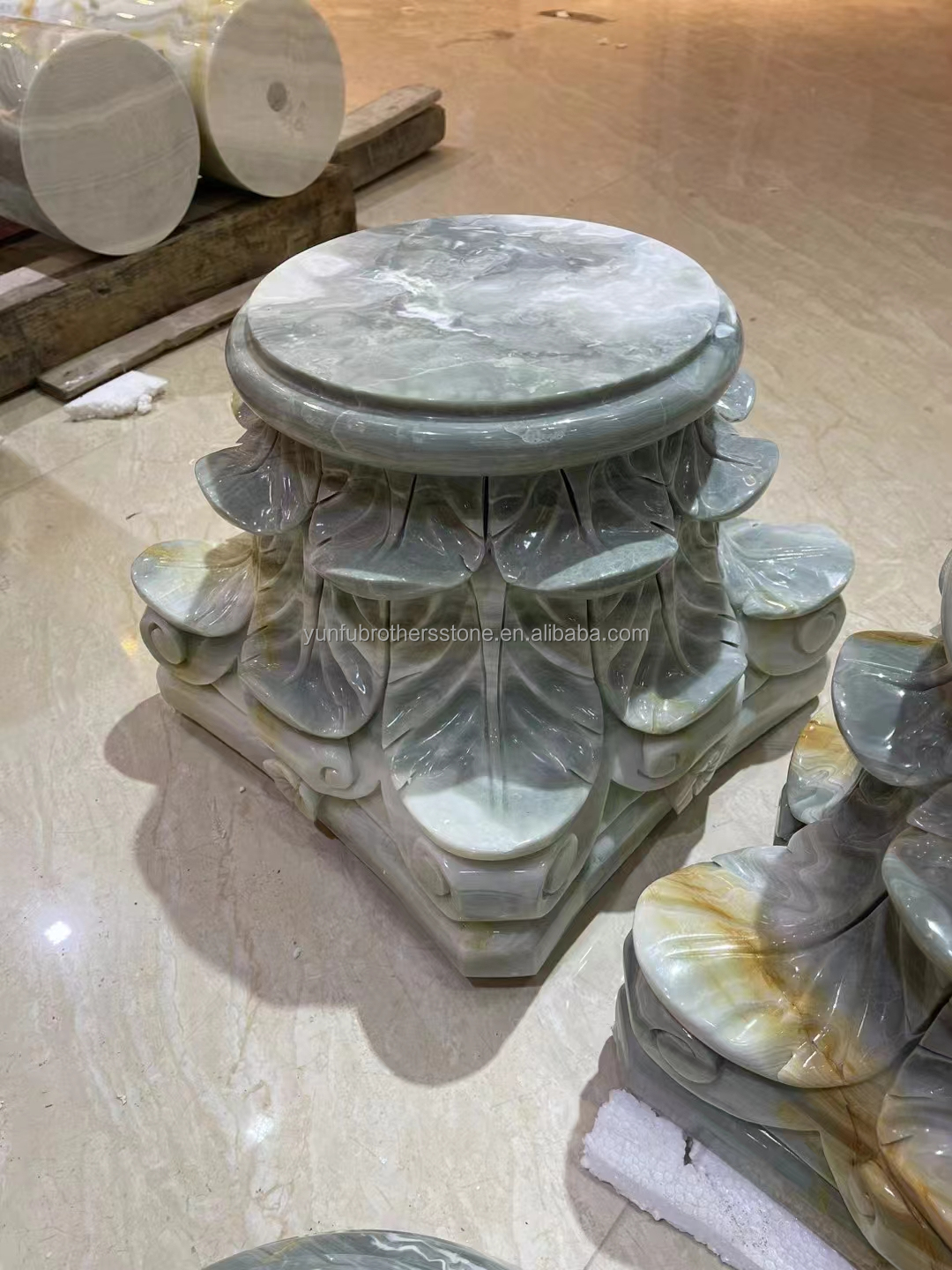 Gold and Blue Onyx Marble Stone for Hotel Floor Luxury Natural Stone Jade Slab Design