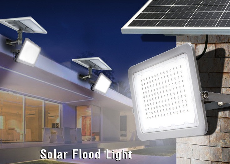 Smart Slim Solar Powered Flood Lights 100w 200 W 240 W 300 W Rechargeable RGB