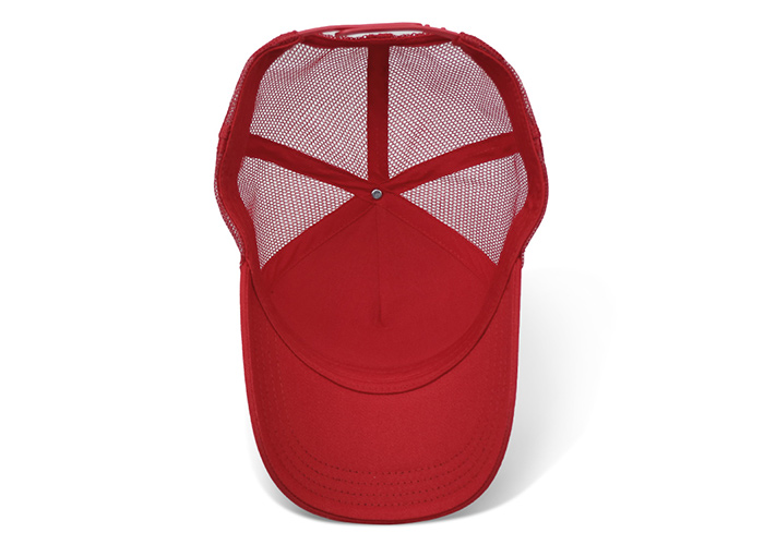 5 panels Trucker Cap Red Customizable With Adjustable For Unisex