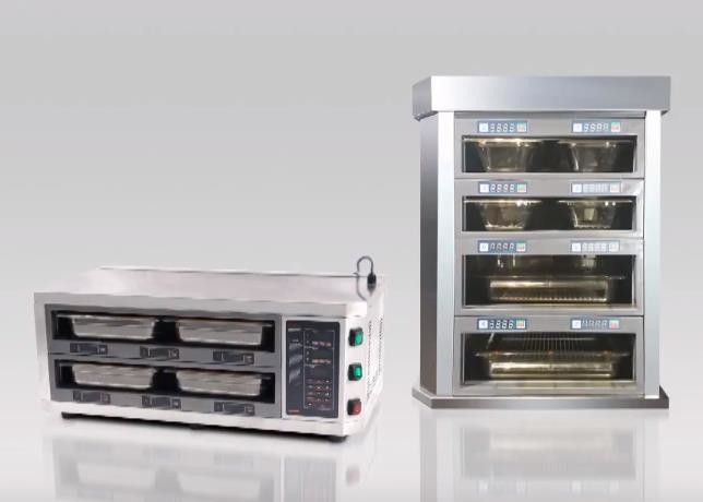 Counter Type 2 Layer 4 Tray Food Warmer Cabinet LED Digital Display Independent Timer Setting
