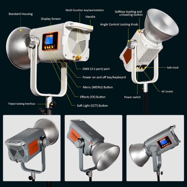 Yidoblo 300W 2700K-6500K Full-color RGBW LED Professional Photography Light for Video Studio Live Streaming Fill Light