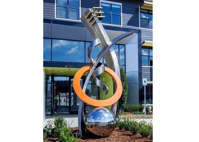 Large Contemporary Stainless Steel Metal Sculpture For Building Entrance