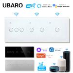 228*86mm Tempered Glass Panel Tuya WIFI Smart Light Switch White Black Grey 6