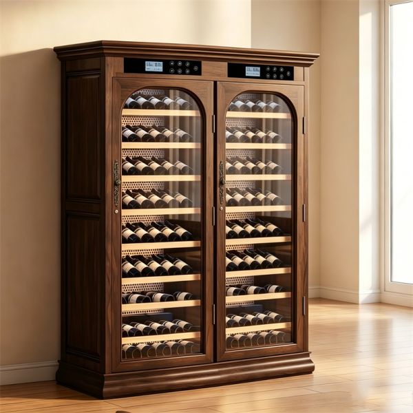 Modern Solid Wood Wine Cooler Cabinet With Constant Temperature Humidity Control