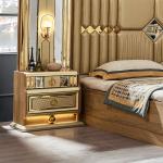 Wooden Modern Gold King Size Bed Double Master Room Villa Home Royal Full Queen