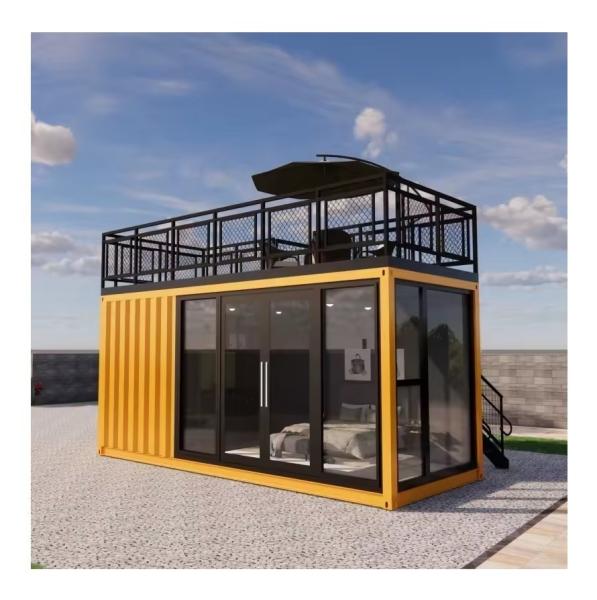 20ft Bathroom Black Container House With One Bedroom Hotel Kitchen Manufactured