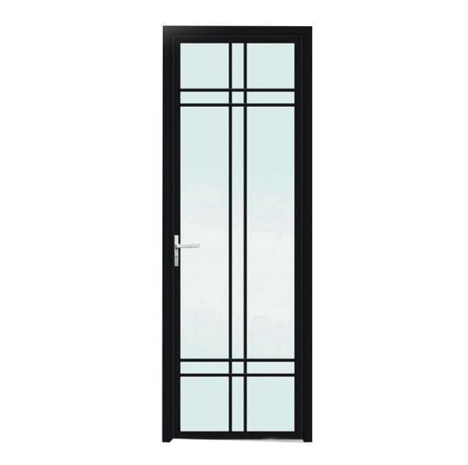 6063 Aluminium Casement Doors Double Hollow Glass Grill With Retro Gold Handle