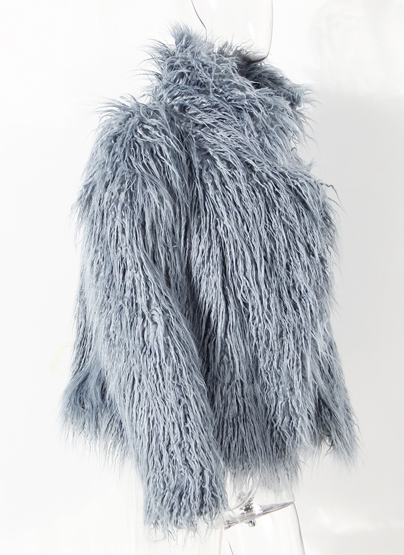New Winter Style Fashion Woolen Faux Fur Collar Jackets Breathable Coated Fur Coat Women Winter
