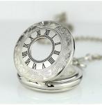 Alloy Skeleton Movement Silver Pocket Watches For Mens , Man's Pocket Watch