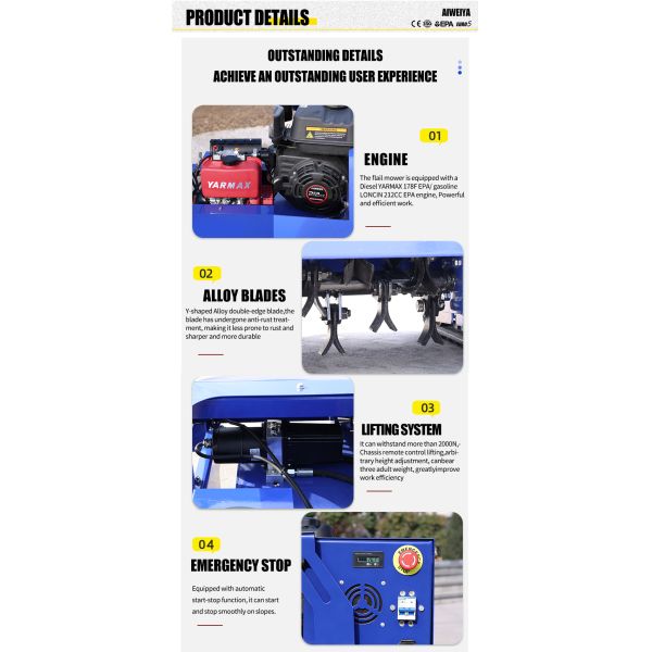 Wide Application Flail Mower Suitable for Vineyards Orchards Citrus Groves and Berry Plantations Providing Safe