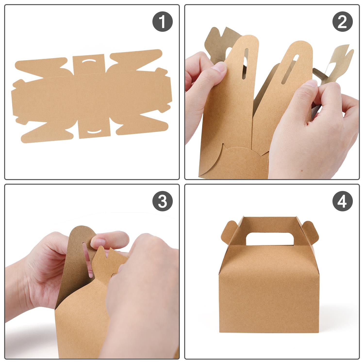 Recyclable Disposable Bakery Takeaway Brown Kcraft Cake Box Cake Card Box with Handle