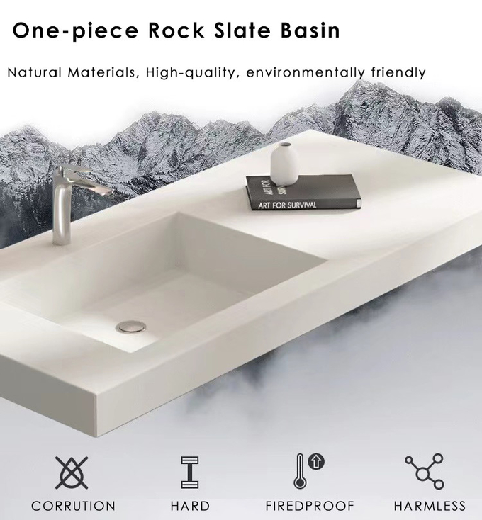Stereoscopic Mirror Bathroom Vanity Units , Ceramic Wood Basin Cabinet
