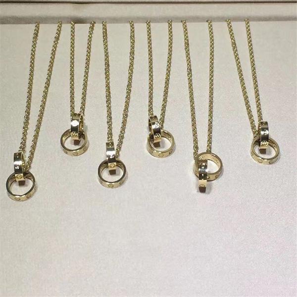 C double ring necklace 18k gold white gold yellow gold rose gold bracelet Jewelry factory in Shenzhen, China