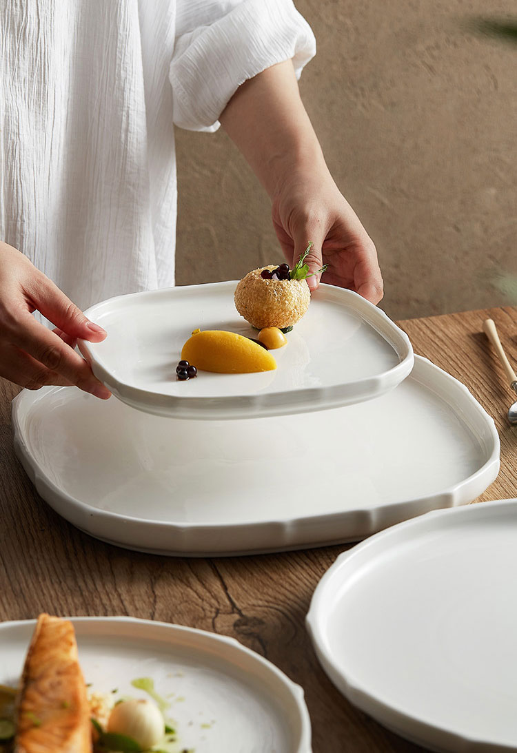 Polygonal Custom Printed Ceramic Plates With 8 Inch 10 Inch 12 Inch Size