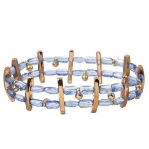 Wholesale Blue Glass Seed Bead Stretchy Crystal Bracelets Dainty Stackable Handmade from china suppliers