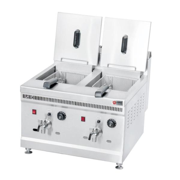 Double Tank Commercial Gas Fryer With Temperature Control Lpg Gas Deep Fryer 18L 18L