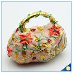 Fashion Handbag Design trinket Box Painting Flower With Crystal Trinket Box
