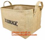 100% jute storage basket,natural jute material collapsible decorative storage