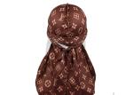 Large Print Brown LV Silk Silky Satin Designer Durag Supplier Bulk Wholesale