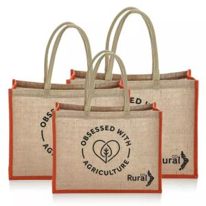 Wholesale 350GSM Jute Fabric Hemp Material Burlap Tote Bag Foldable from china suppliers