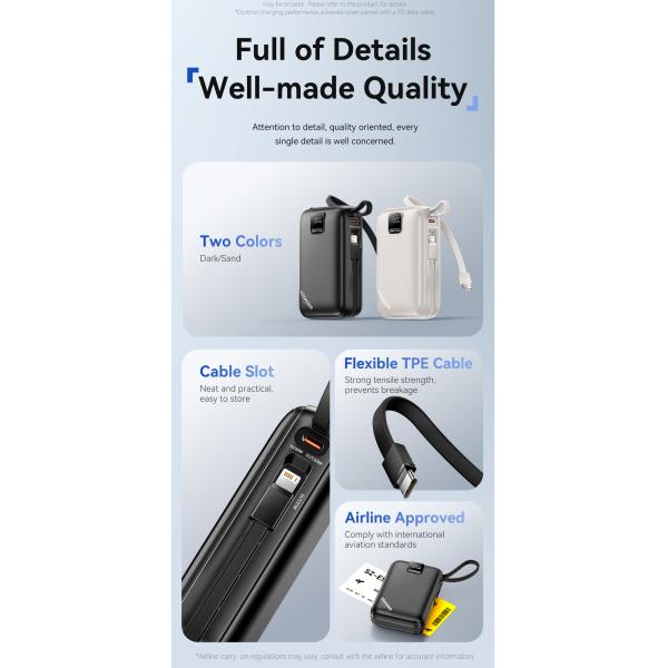 Essager ES-D025 65W Portable Laptop 20000mAh Power Bank With Type C Lightning Cables