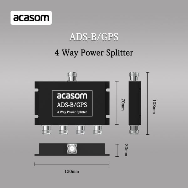 4 Way Power Splitter For ADS-B And GPS Signals 800-2150MHz N Female Connector Low Insertion