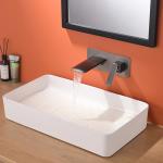 Brass Modern Wall Mounted Single Handle Basin Mixer Tap In Grey