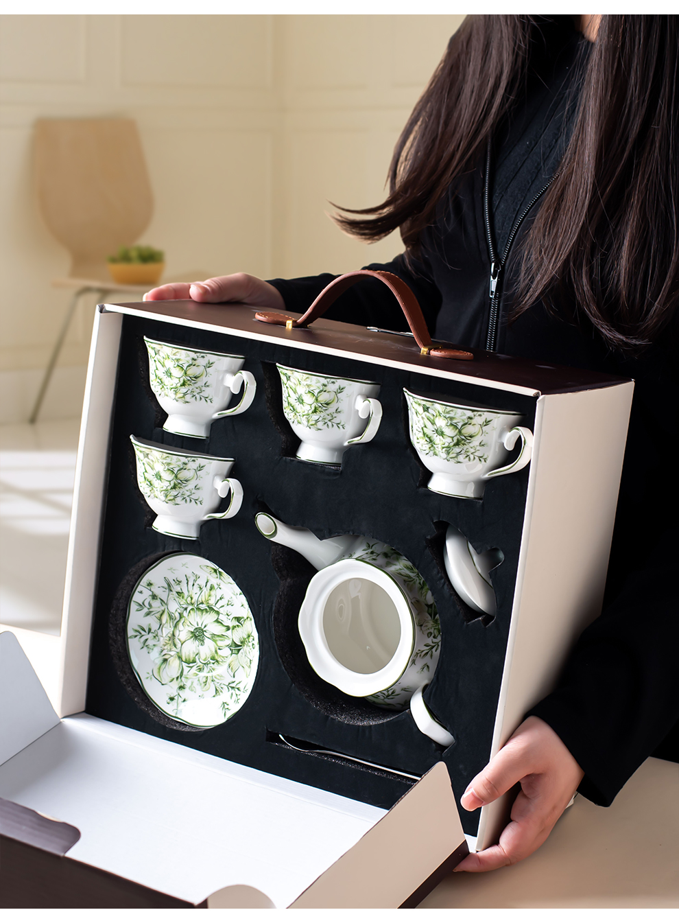 800ml Volume Europe Design Style Porcelain Coffee Tea Set for Afternoon Tea Gathering