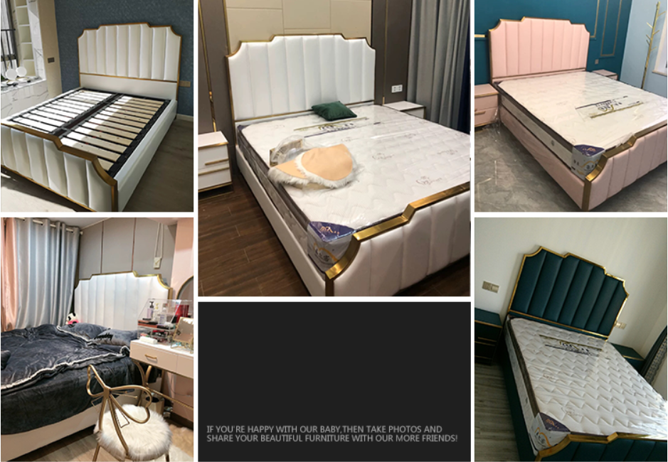 Leather Tufted Upholstered Bed Modern King Bedroom Sets