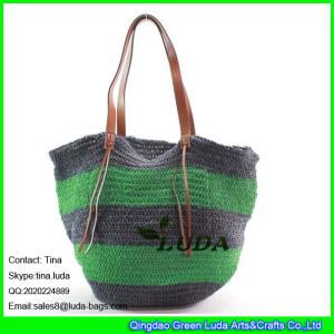 Wholesale LUDA 2016 new paper straw beach bag striped crochet tote straw bag from china suppliers