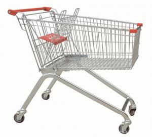 Wholesale Powder Coating Supermarket Shopping Trolley Cart , 4 Wheel Metal Shopping Carts from china suppliers