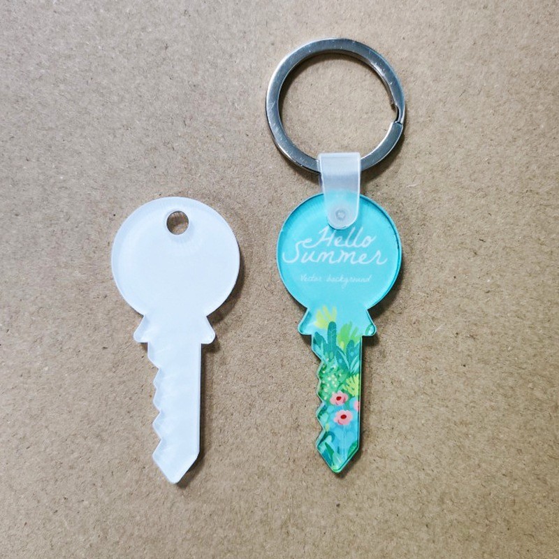 Sublimation Blank Key Shape Acrylic Keychain For Sublimation Heat Transfer Printing