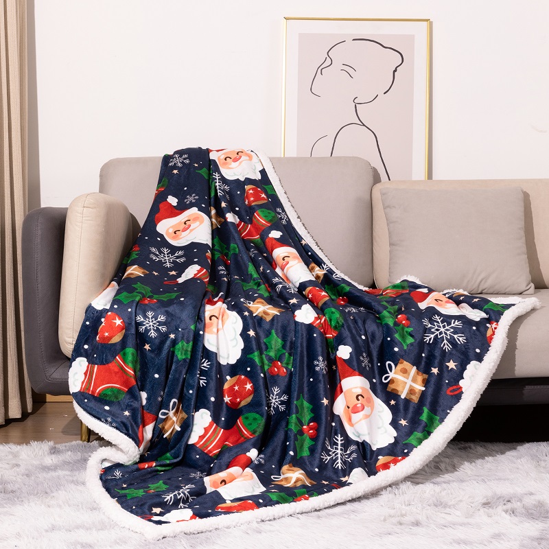 Rectangular Double Layer Double Sided Blanket For Christmas Customized Merry Christmas
