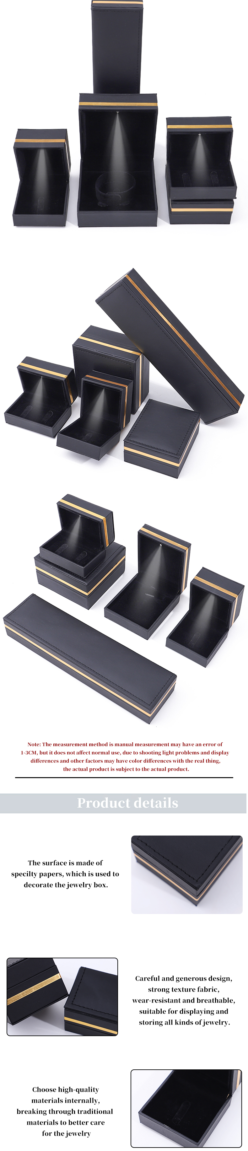 Black Jewelry Box LED Light for Bracelet Deluxe with Customized Size and Newest Style