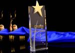 Square Shape Crystal Trophy Cup Party Celebration Use With Metal Pentagram