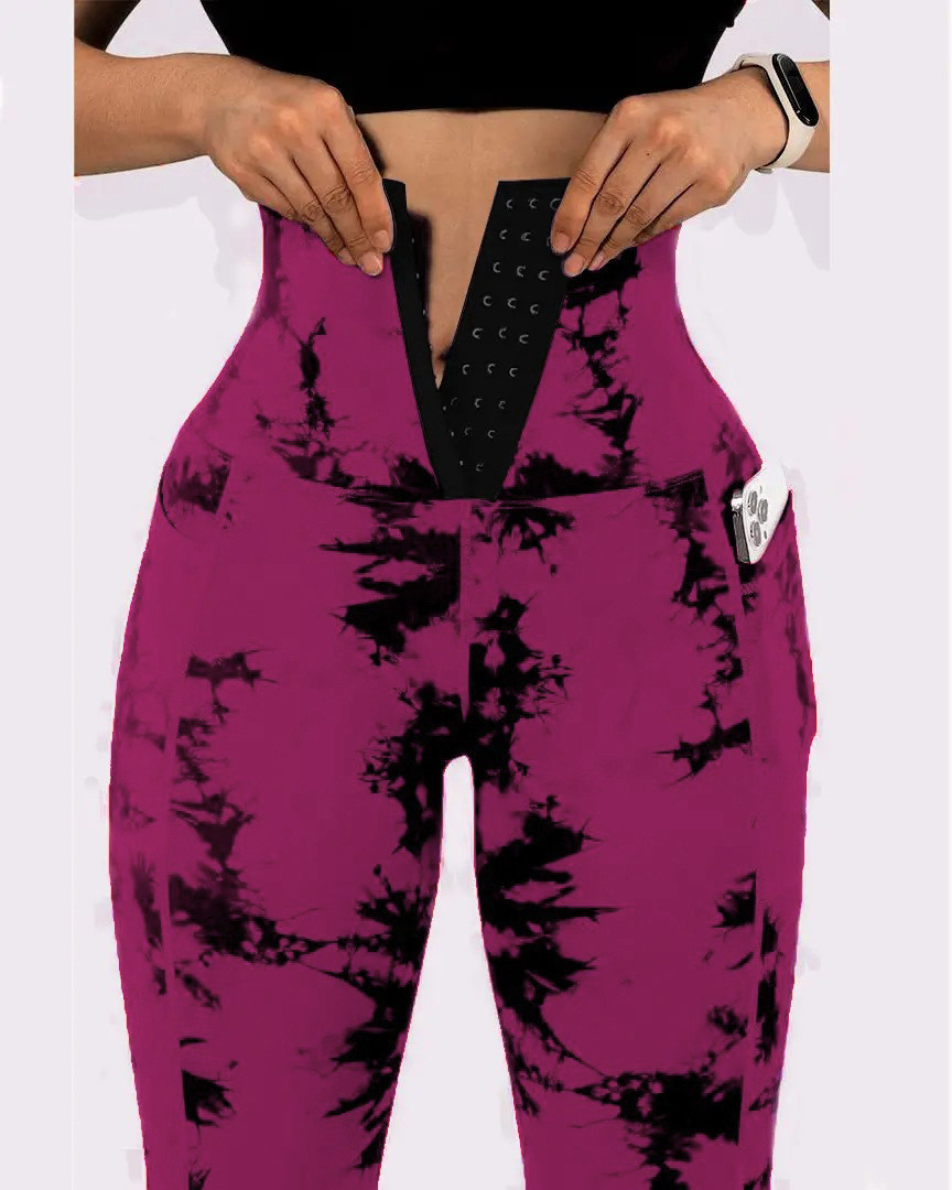 Running High Waisted Tummy Control Athletic Leggings Yoga Tights Trainer Pants Tie Dyed
