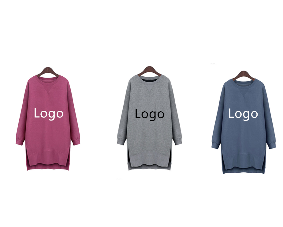Custom Printed Plus Size Ladies Shirts Women'S Long Sleeve Hoodie Dress