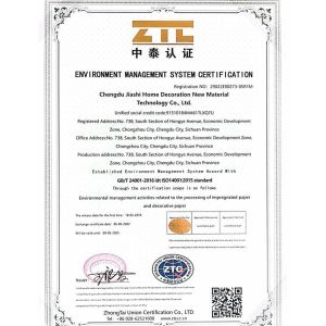 Chengdu Jiashijia Decorative New Material Co., Ltd. Certifications