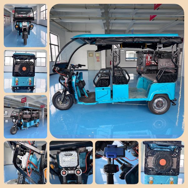 5-Passenger Electric Tricycle with Hydraulic Shock Absorption and LED Headlights for Comfortable Transport