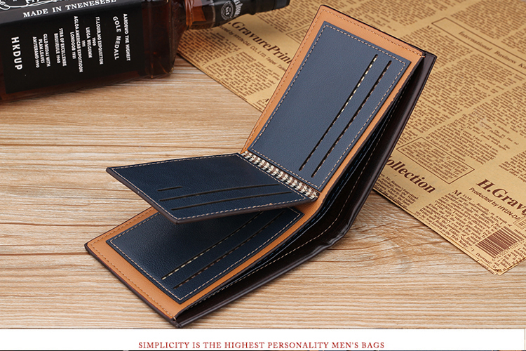 Designer Logo Men's Slim Wallet Waterproof PU Leather with Short Money Purses and Holders