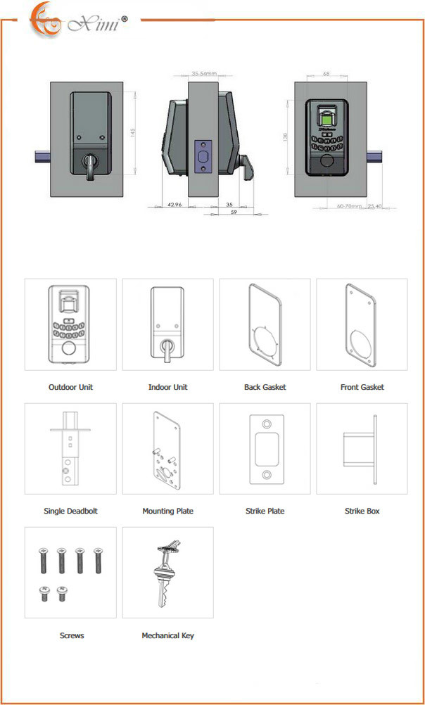 Fingerprint Door Lock Without Handle Keypad Fingerprint Access Control System