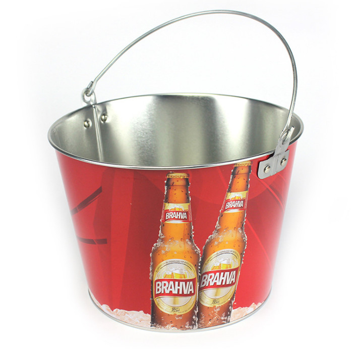 12L Metal Wine Bucket 4 Color Galvanized Ice Bucket With Handle