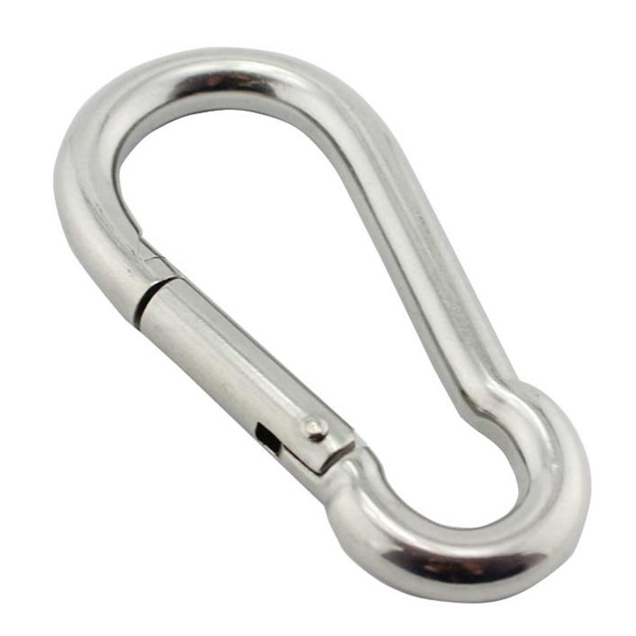 Polished 316 Stainless Steel Carabiner / Standard Spring Buckle Corrosion Resistance