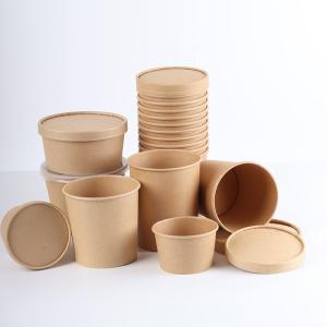 Wholesale Custom Logo Paper Cups Bowls Soup Disposable Kraft Paper Soup Bucket from china suppliers
