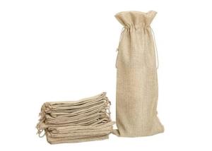 Wholesale Burlap Jute Durable Reusable Gift Bags Eco Friendly For Wine Bottle from china suppliers
