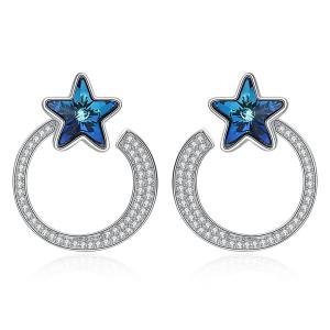 Wholesale 7.2g 2.6x2.1cm Star Hoop Earrings Gift 5A CZ Solid Silver Earrings from china suppliers