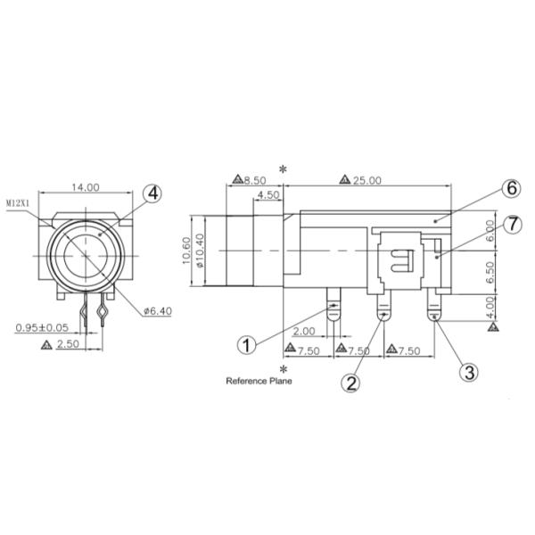 3 pin Small Electrical Connectors 6.35mm Mono Headphone Jack For Amplifier In