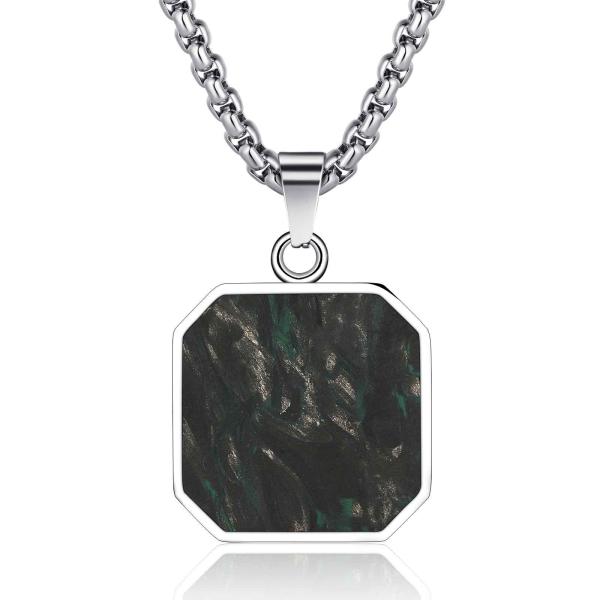 Custom Square Cross Bible Verse Necklace Forged Carbon Fiber Metal Necklace For