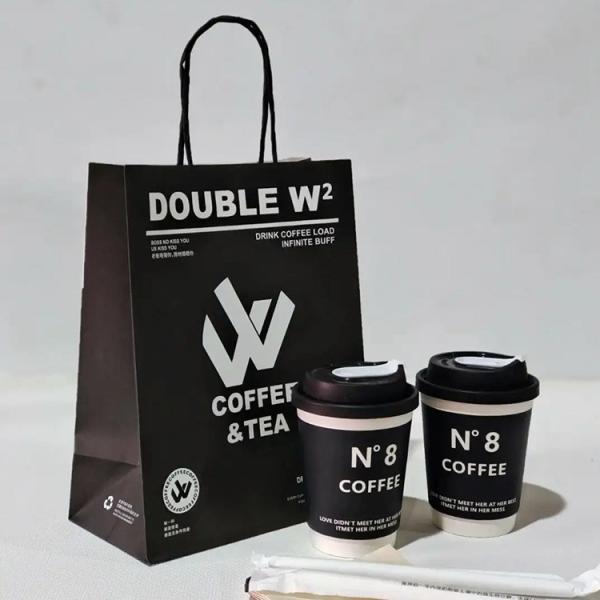 Food Delivery Packaging Kraft Paper Bag with Your Own Logo and Hand Length